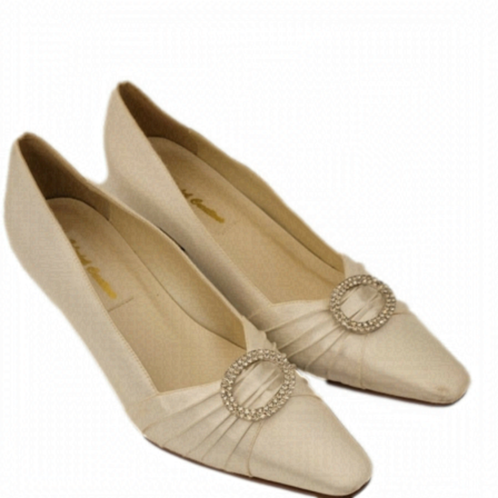 White Satin Pumps